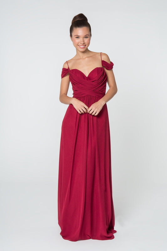 Chiffon Ruched Sweetheart Long Bridesmaid Dress GLGL2824-0