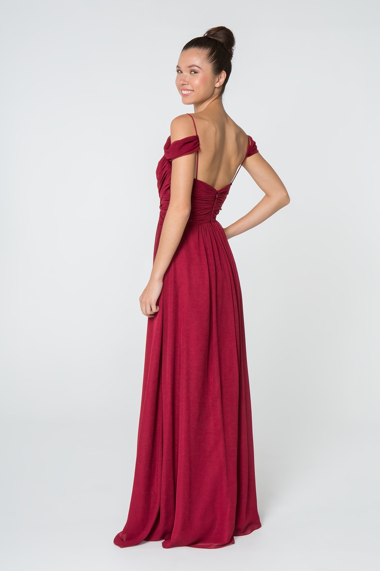 Chiffon Ruched Sweetheart Long Bridesmaid Dress GLGL2824-1