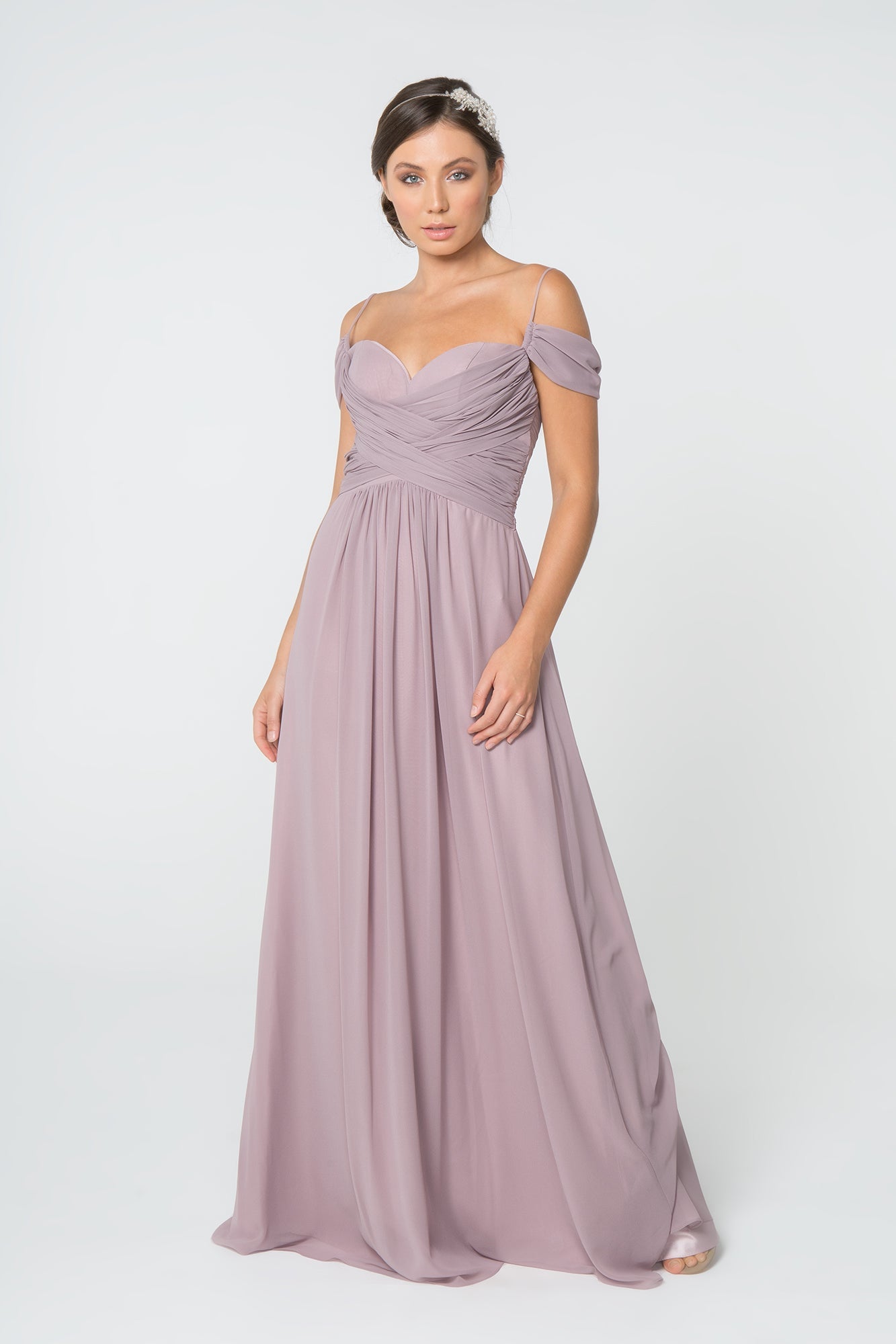 Chiffon Ruched Sweetheart Long Bridesmaid Dress GLGL2824-4