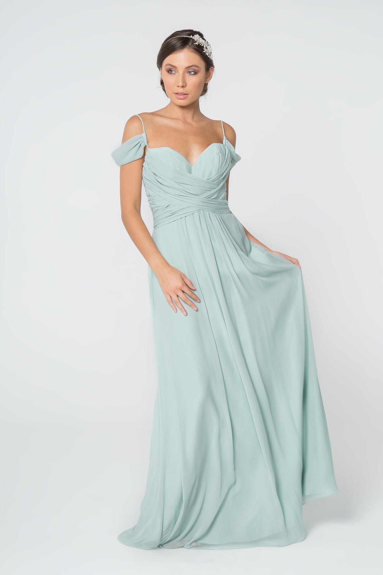 Chiffon Ruched Sweetheart Long Bridesmaid Dress GLGL2824-12