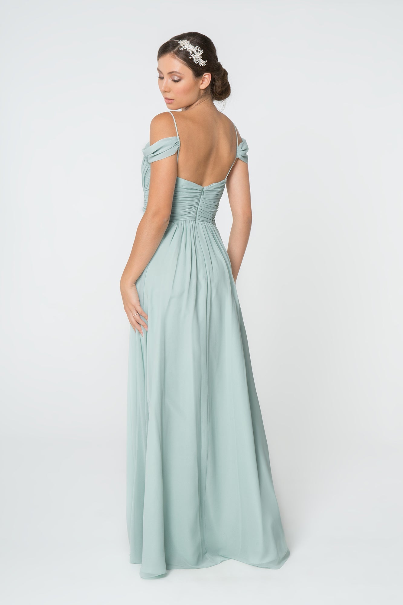 Chiffon Ruched Sweetheart Long Bridesmaid Dress GLGL2824-13