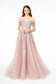 Embroidered Mesh A-Line w/ V-Back Long Prom Dress GLGL2885-4