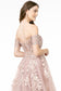 Embroidered Mesh A-Line w/ V-Back Long Prom Dress GLGL2885-7