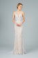 Jeweled Waist Band Accented Glitter Mesh Long Prom Dress GLGL2990-4