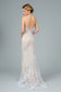 Jeweled Waist Band Accented Glitter Mesh Long Prom Dress GLGL2990-5