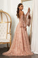Sheer Waistline V-Neck Glitter Mesh Prom Dress w/ Detachable Mesh Sleeve-5