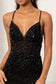 Sheer Bodice Sleeveless V-Neck Sequin Prom Dress w/ Leg Slit-5