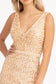 Embroidered Sequin Embellished Mesh Mermaid Dress w/ Chiffon Drape Cape-6