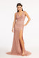 Embroidered Sequin Embellished Mesh Mermaid Dress w/ Chiffon Drape Cape-8
