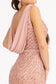 Embroidered Sequin Embellished Mesh Mermaid Dress w/ Chiffon Drape Cape-11