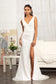Embroidered Sequin Embellished Mesh Mermaid Dress w/ Chiffon Drape Cape-0