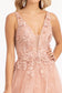 3-D Flower Embroidered Mesh A-line Dress w/ Rhinestone and Jewel Embellished-5