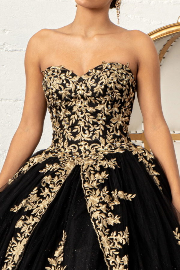 Jewel Embellished Tull Quinceanera Ball Gown w/ Embroidered Mesh Cape-8