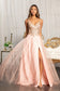 Sequin Embellished Bodice V-Neck A-Line Prom Dress w/ Leg Slit-0