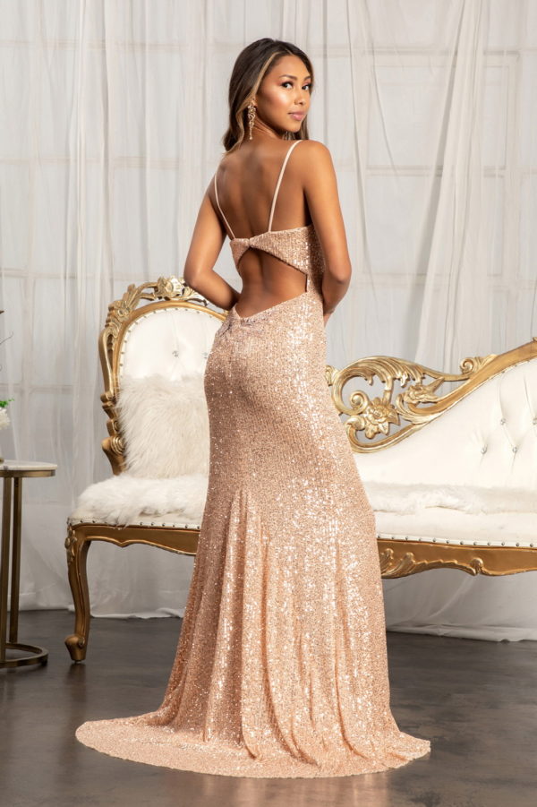 Cut-Out Back Embroidered Sweetheart Neckline Sequin Prom Dress w/ Leg Slit-9