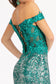 Sheer Bodice Cut-Away Shoulder Lace-Up Back Sequin Prom Dress w/ Leg Slit-5