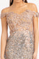 Sheer Bodice Cut-Away Shoulder Lace-Up Back Sequin Prom Dress w/ Leg Slit-10