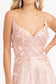Full Iridescent Sequin V-Neck A-Line Prom Dress /w Leg Slit-7