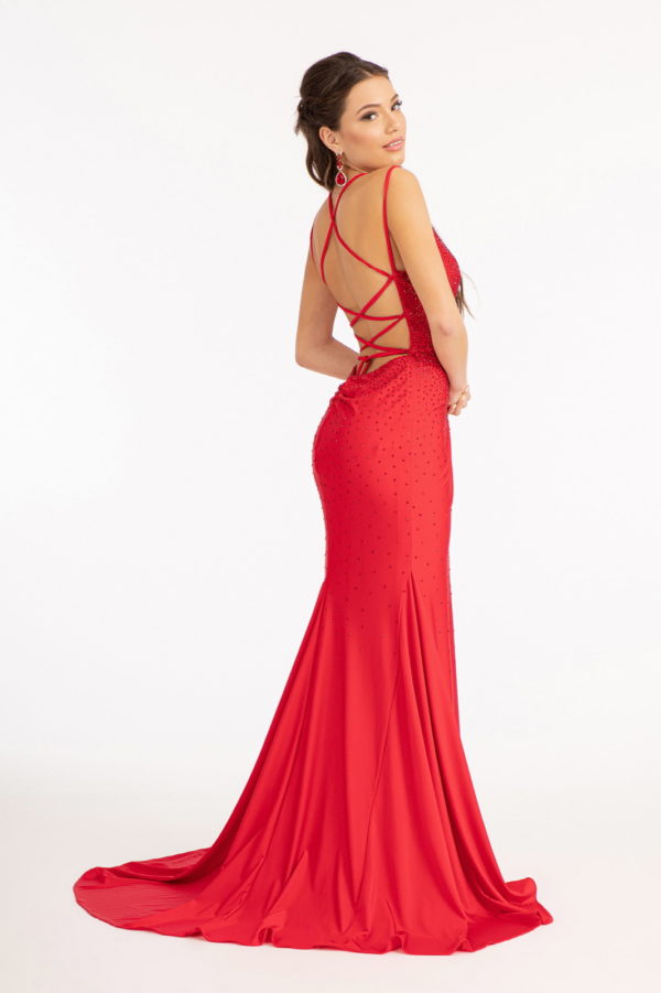 Sweetheart Neckline Jersey Mermaid Dress w/ Beads Embellished-7