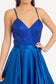 Full Rhinestone Bodice Lace-Up Back Satin Prom Dress w/ Waistband-6