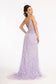 3-D Flower Glitter Embellished Mermaid Dress w/ Sheer Sides-7