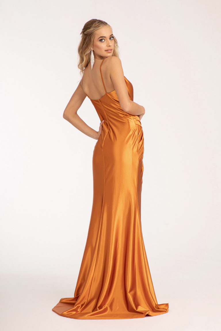 Sweetheart Satin Mermaid Dress w/ Open Back and Side Gathered Waistline-10