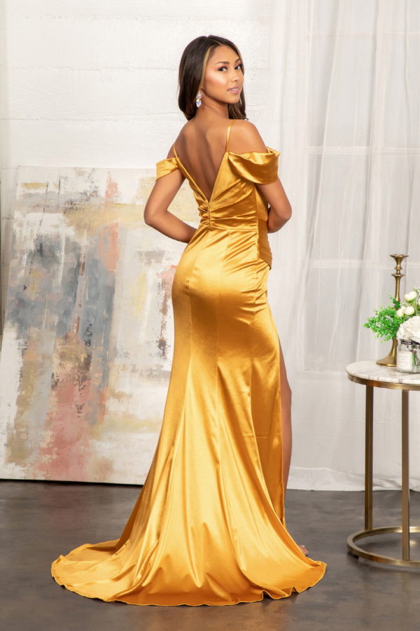 Sweetheart Satin Mermaid Dress w/ Pleated Waist and Slit-6