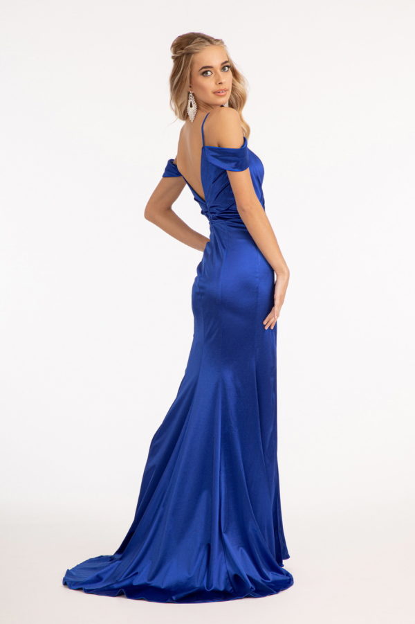 Sweetheart Satin Mermaid Dress w/ Pleated Waist and Slit-9