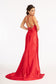 Straight Across Satin Mermaid Dress w/ Lace-up Back and Slit-10