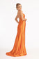 Straight Across Satin Mermaid Dress w/ Lace-up Back and Slit-13