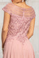 Beads Embellished Chiffon A-line Dress w/ Cap Sleeves-7