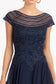 Beads Embellished Chiffon A-line Dress w/ Cap Sleeves-10