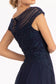 Beads Embellished Chiffon A-line Dress w/ Cap Sleeves-11