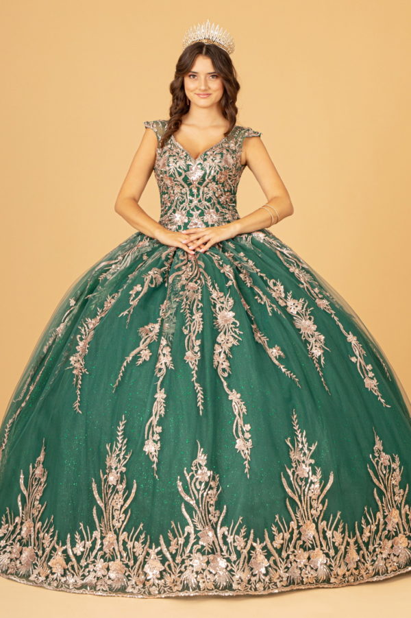 Sequin Glitter Embellished Quinceanera Dress w/ Corset Back-10