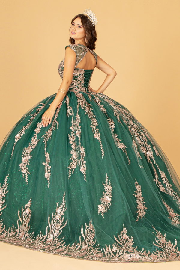 Sequin Glitter Embellished Quinceanera Dress w/ Corset Back-13