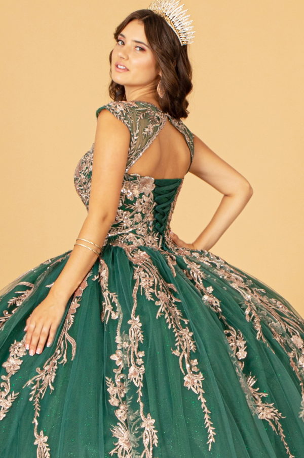 Sequin Glitter Embellished Quinceanera Dress w/ Corset Back-12
