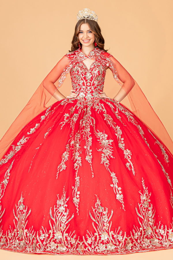Sequin Glitter Embellished Quinceanera Dress w/ Corset Back-5