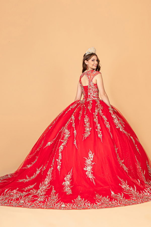 Sequin Glitter Embellished Quinceanera Dress w/ Corset Back-6