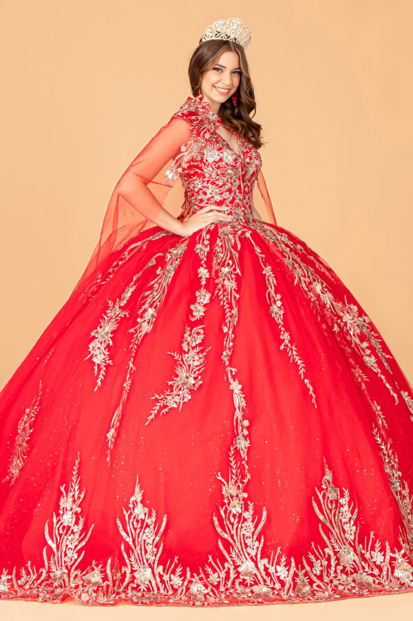 Sequin Glitter Embellished Quinceanera Dress w/ Corset Back-7