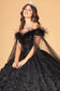 Mesh Quinceanera Dress w/ Side Mesh Drape and Detachable Feather Embellishment-5