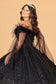 Mesh Quinceanera Dress w/ Side Mesh Drape and Detachable Feather Embellishment-6