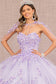 3-D Flower Applique Glitter Quinceanera Gown w/ Mesh Cape-6