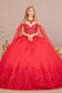 3-D Butterfly Applique Glitter Quinceanera Gown w/ Long Mesh Layer-11