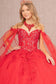 3-D Butterfly Applique Glitter Quinceanera Gown w/ Long Mesh Layer-13
