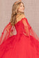 3-D Butterfly Applique Glitter Quinceanera Gown w/ Long Mesh Layer-14