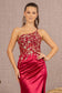 Strapless Sheer Bodice Glitter Satin Mermaid Dress w/ Ruched Back-6