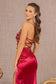 Strapless Sheer Bodice Glitter Satin Mermaid Dress w/ Ruched Back-7