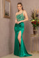 Strapless Sheer Bodice Glitter Satin Mermaid Dress w/ Ruched Back-8