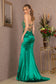Strapless Sheer Bodice Glitter Satin Mermaid Dress w/ Ruched Back-9