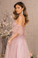 Strapless Sheer Bodice Mesh A-Line Dress w/ Detachable Short Mesh Sleeves-5